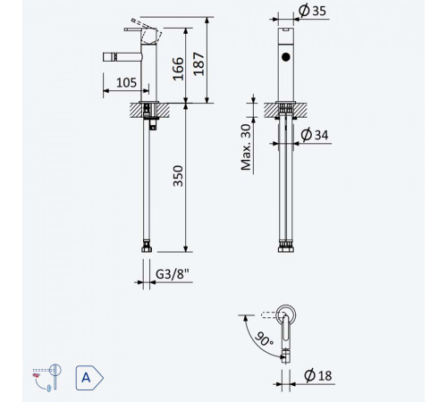 Смеситель для биде Bruma Leaf 167 100 6MG Gunmetal