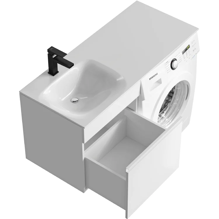 Тумба с умывальником под стиральную машину Aqwella Duet 53 (L) подвесная белая