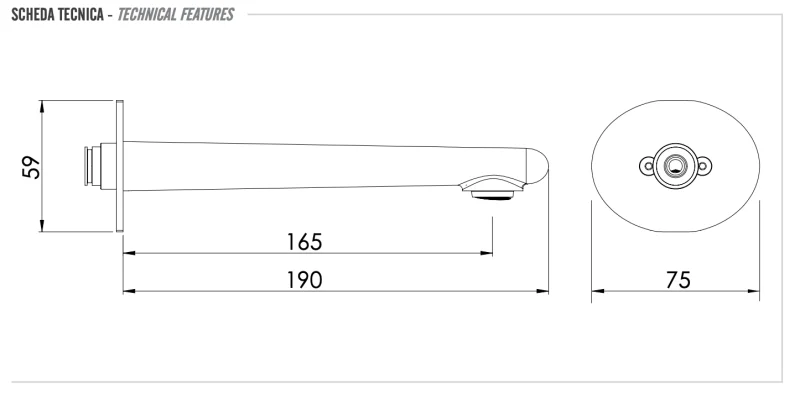 Излив настенный 19 см Remer 91V, хром
