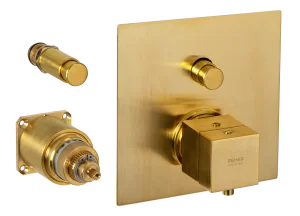 Смеситель термостатический для душа Remer Q-Elegance QT09KBBG, золото брашированное