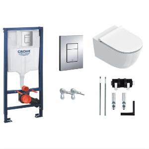 Инсталляция для унитаза Grohe Rapid SL 3 в 1 38772001 с подвесным унитазом Catalano Sfera 0511550001,с сиденьем и крышкой soft close 0551200001 и креплениями