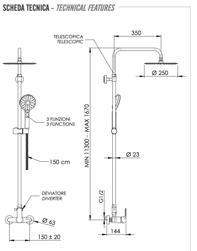 Душевая система Remer Energy EY37A8MPUFM25G, хром