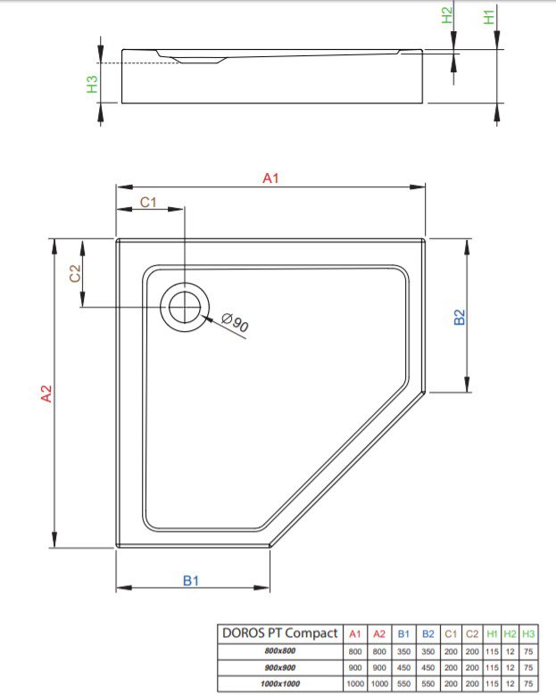 Душевой поддон Radaway DOROS PT Compact 100x100