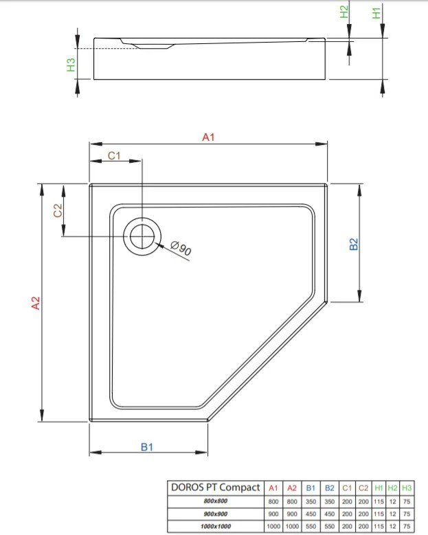 Душевой поддон Radaway DOROS PT Compact 100x100