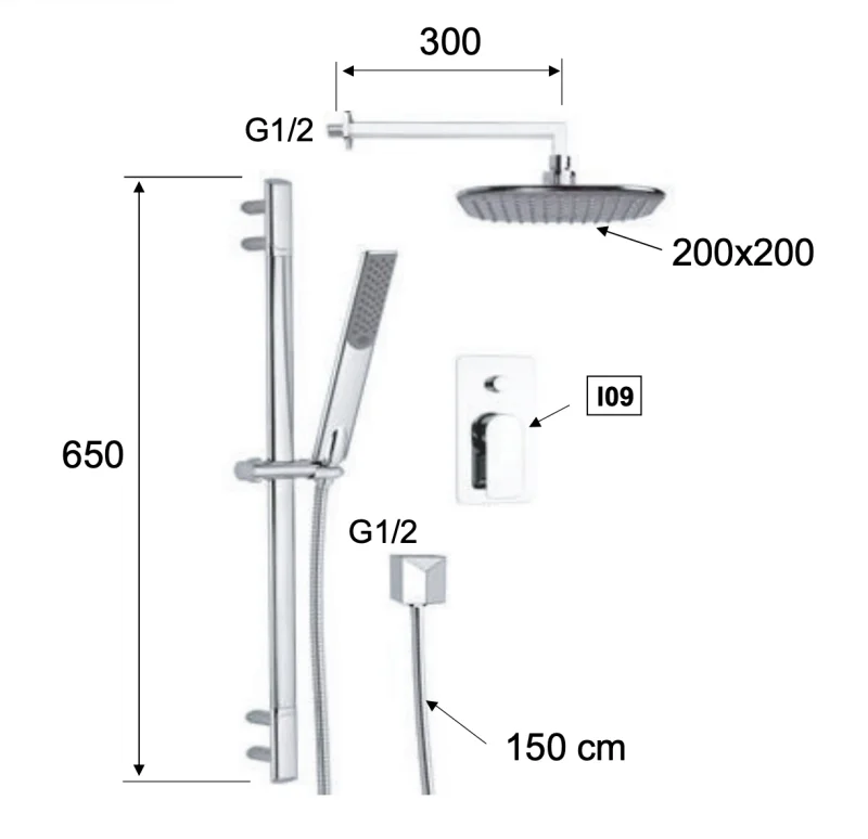 Душевая система Remer Infinity I09S01, хром