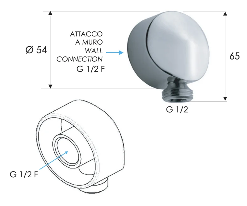 Шланговое подключение для душа Remer 309L, хром