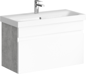 Тумба с умывальником в комплекте подвесной Aqwella Smart 80 бетон светлый