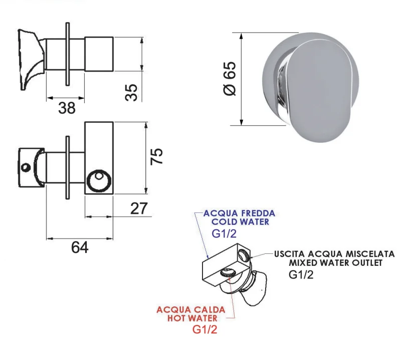 Смеситель для гигиенического душа Remer Class Line L63, хром