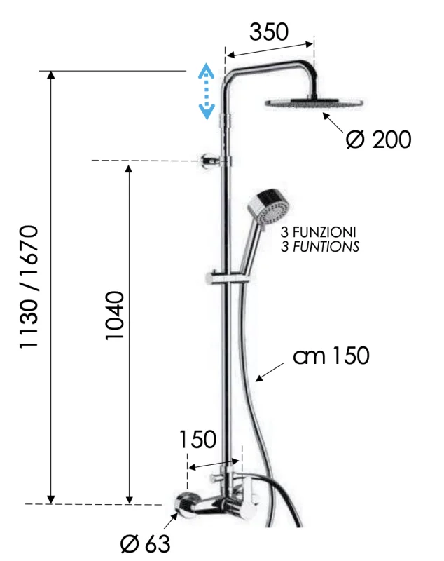 Душевая система Remer Winner W37AMD20, хром