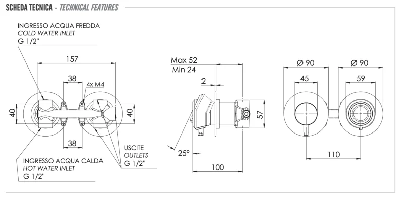 Смеситель для душа Remer Element ET93ZPNO, черный матовый