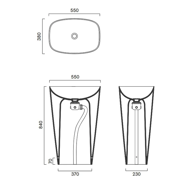 Напольная раковина Catalano Green 55х38, с отв. для слива в полу, арт.0428550001, белый глянцевый