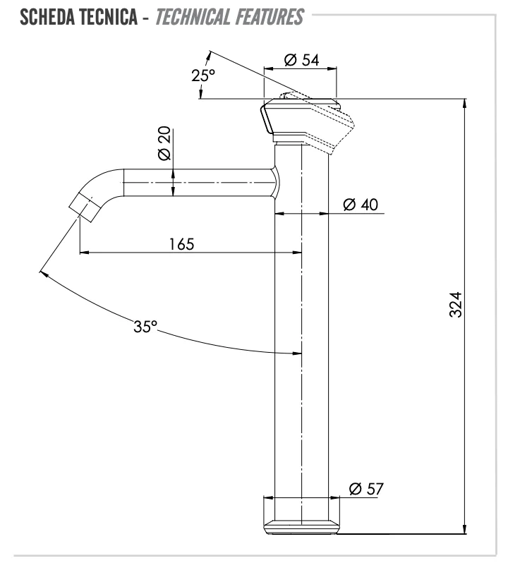 Смеситель для раковины Remer Element ET11LXLXV, сталь