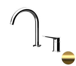 Смеситель для раковины Remer Slash SL57BG, золото брашированное