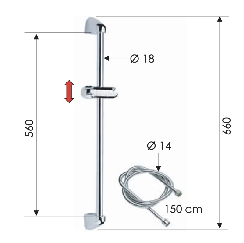 Душевая стойка 60 см Remer 314, хром