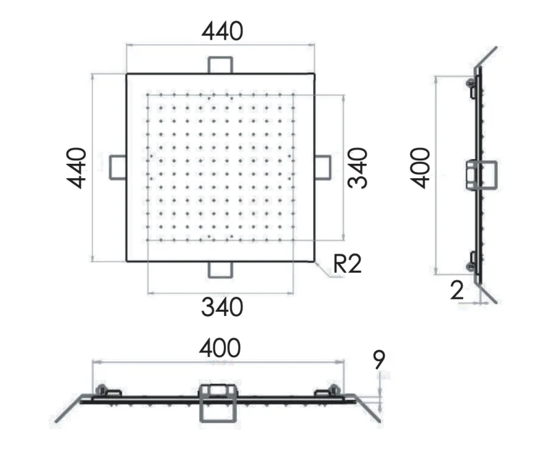 Верхний душ потолочный 44 см Remer 357EFS44, хром