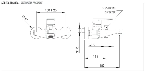 Смеситель для ванный Remer Dream D05, хром