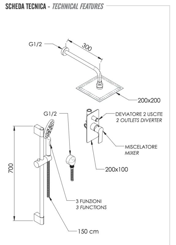 Душевая система Remer Energy EY09LS01UFS20, хром