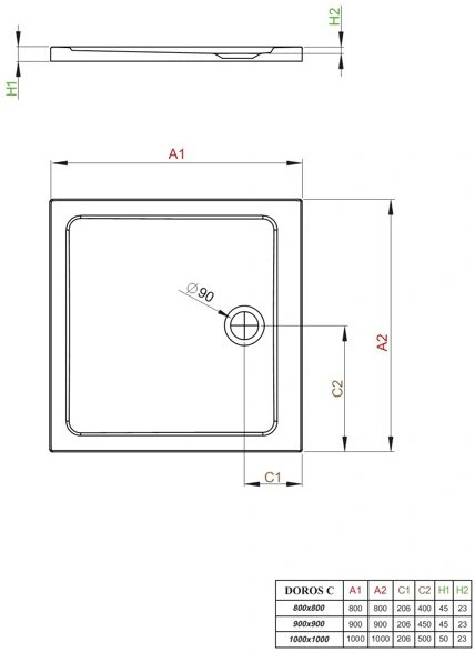 Душевой поддон Radaway Doros C900 90x90x4,5
