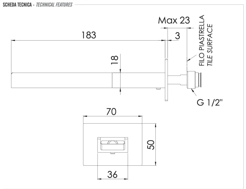 Излив настенный 18 см Remer 91QC, хром