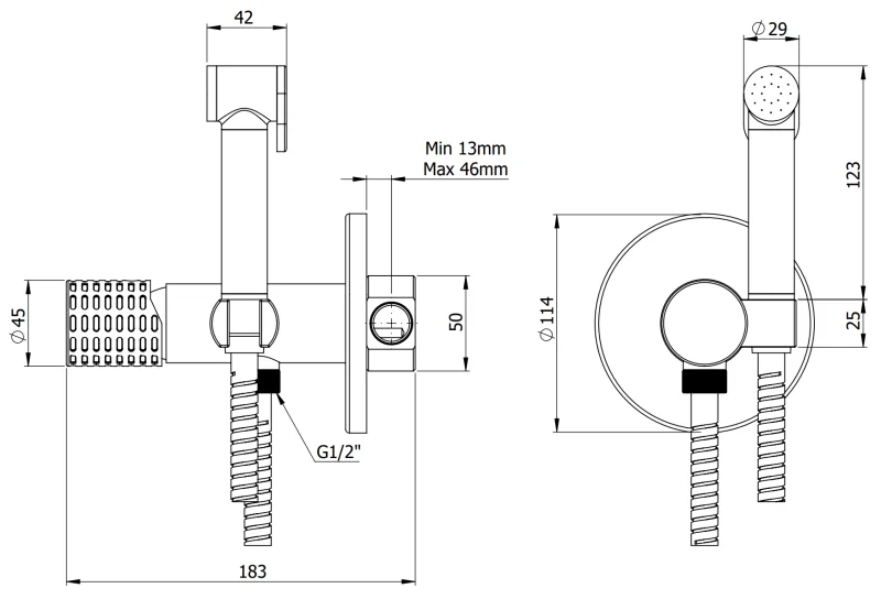 Гигиенический душ со смесителем Remer Celebrity CEC65WXV, сталь
