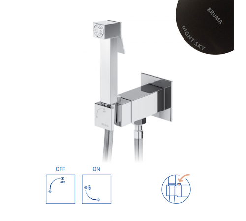Встроенный смеситель для биде / унитаза, угол открытия 180 °. Ручной душ из латуни - Bruma Quadra 145 110 9NS Night Sky