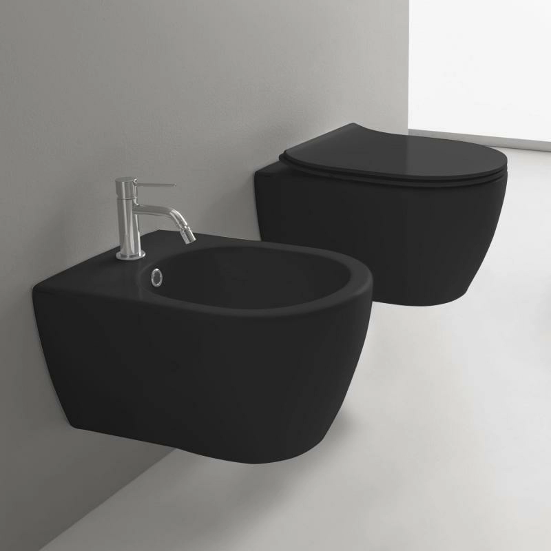 Унитаз подвесной Scarabeo Moon 36x50,5 безободковый черный матовый, арт.5520CL49