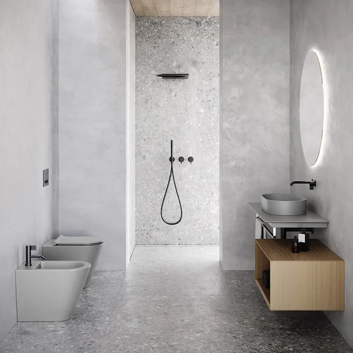 Унитаз приставной Catalano Zero 55х35, цемент матовый, торнадо, арт.114550023