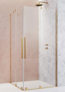 Душевая дверь Radaway Furo KDD Gold, 90 x 200 см, с неподвижной частью, стекло прозрачное, профиль золото, правая, 10105090-09-01R