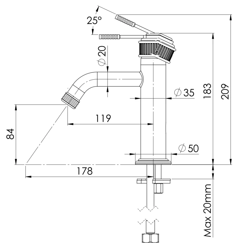Смеситель для раковины Remer Atelier AL12CFP, черный брашированный хром