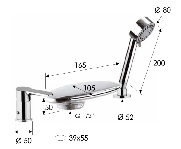 Смеситель для ванны Remer Winner W07UF, хром