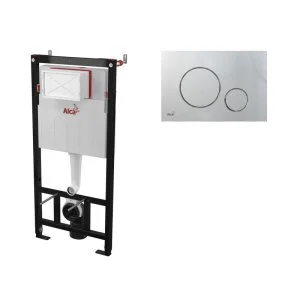 Инсталляция для унитаза AlcaPlast AM101/1120 + клавиша смыва M672 (хром мат.)