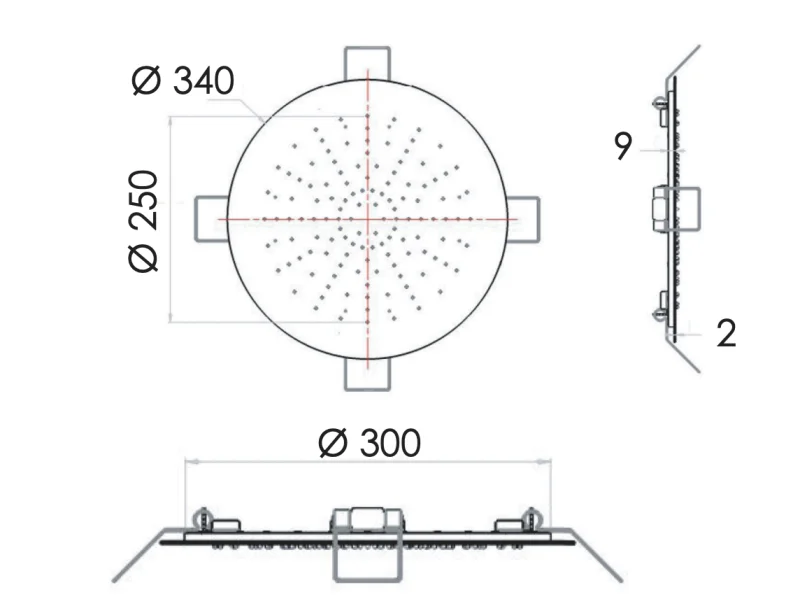 Верхний душ потолочный 34 см Remer INOX SS357EFM34, хром