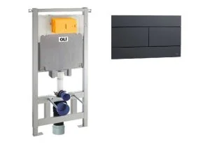 Комплект инсталляции OLI 80 + клавиша смыва Slim черная матовая, 885111+659055