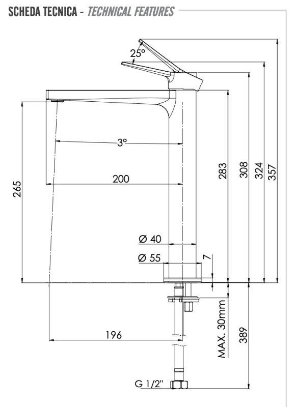 Смеситель для раковины Remer Slash SL11LBG, золото брашированное