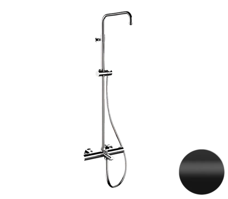 Душевая система термостатическая с изливом Remer Elegance EQ34ASSDNO, черный матовый