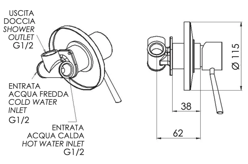 Смеситель для душа Remer Minimal N30, хром