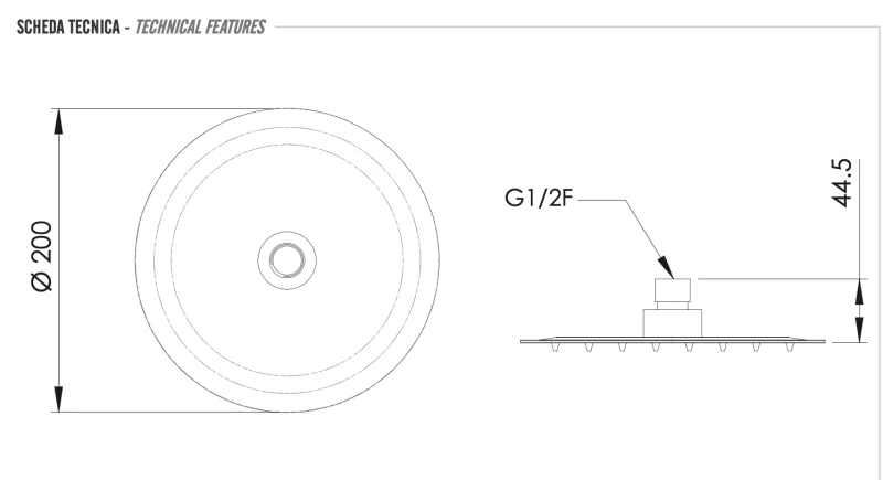 Верхний душ с шарнирным соединением 20 см Remer 357UFM20BOX, белый матовый