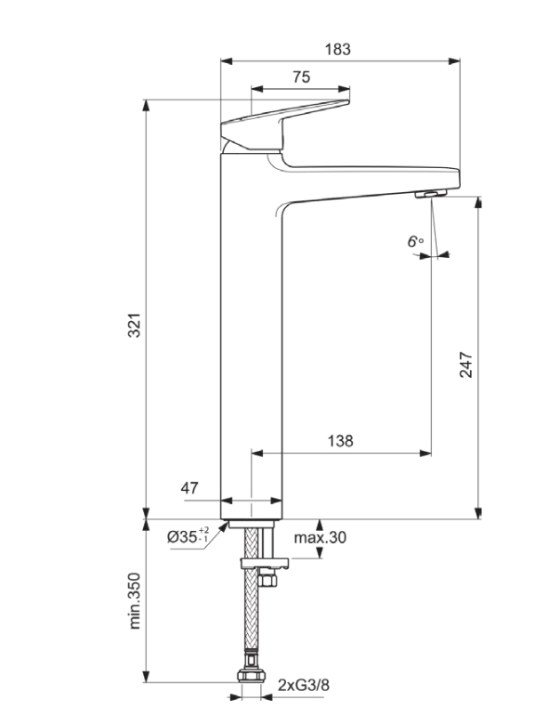 Смеситель  Ideal Standard Ceraplan Vessel BD236AA для раковины