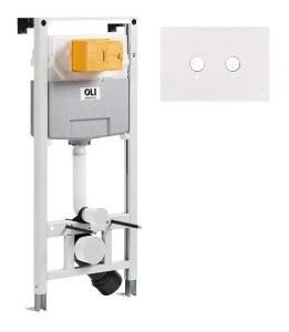 Комплект инсталляции OLI 120 пневматическая + клавиша Blink ультратонкий металл, белый матовый