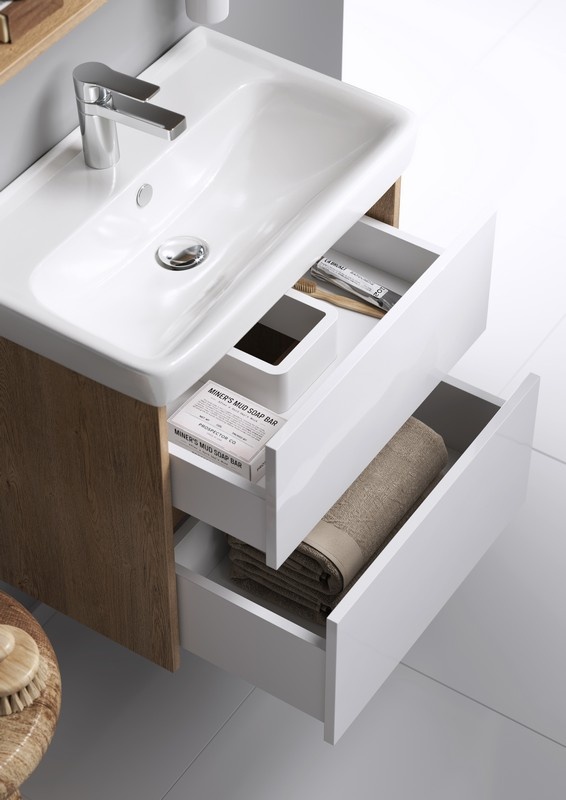 Тумба с умывальником в комплекте подвесной Aqwella Сити 50 дуб канадский