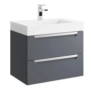 Подвесная тумба Aqwella Cube под умывальник серая матовая