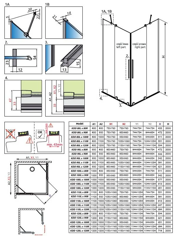 Душевая дверь Radaway Furo KDD, 90 x 200 см, с неподвижной частью, стекло прозрачное, профиль хром, правая, 10105090-01-01R