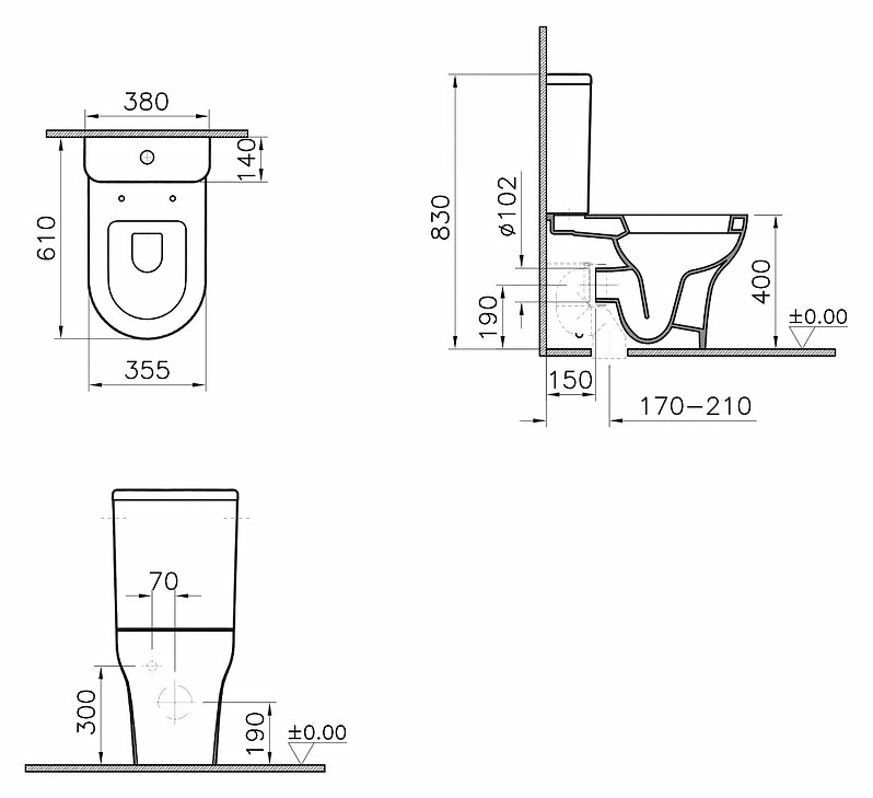 Унитаз-компакт Vitra Zentrum, арт.9012B003-7202