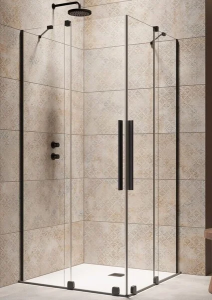 Душевая дверь Radaway Furo KDD Black, 80 x 200 см, с неподвижной частью, стекло прозрачное, профиль черный, левая, 10105080-54-01L