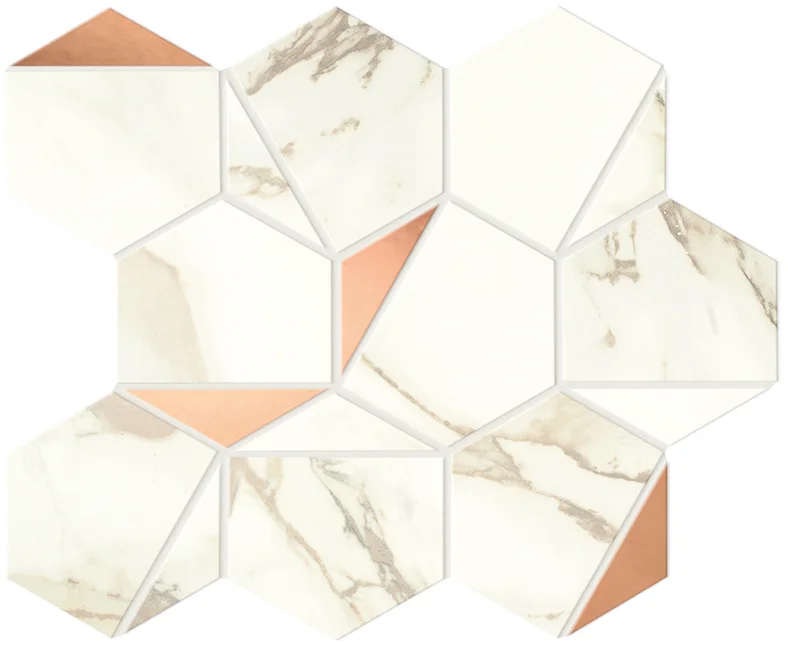 Мозаика Marvel Calacatta Imperiale Gold Hex Shiny Мозаика Marvel Calacatta Imperiale Gold Hex Shiny