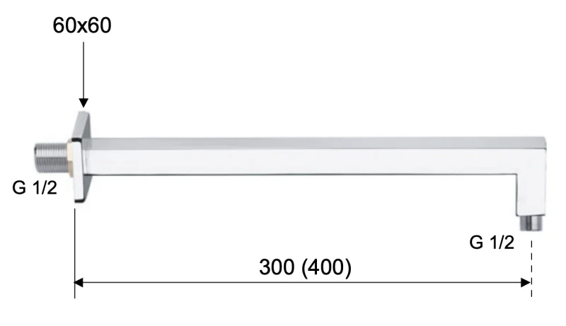 Кронштейн для верхнего душа 40 см Remer 348S40, хром