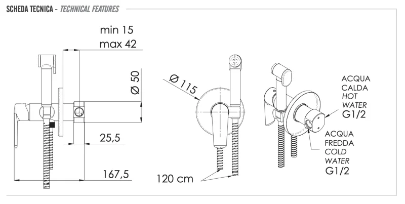 Гигиенический душ со смесителем Remer Vanity V65W, хром
