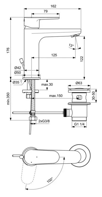 Смеситель Ideal Standard Cerafine Model O для раковины, хром, BC702AA