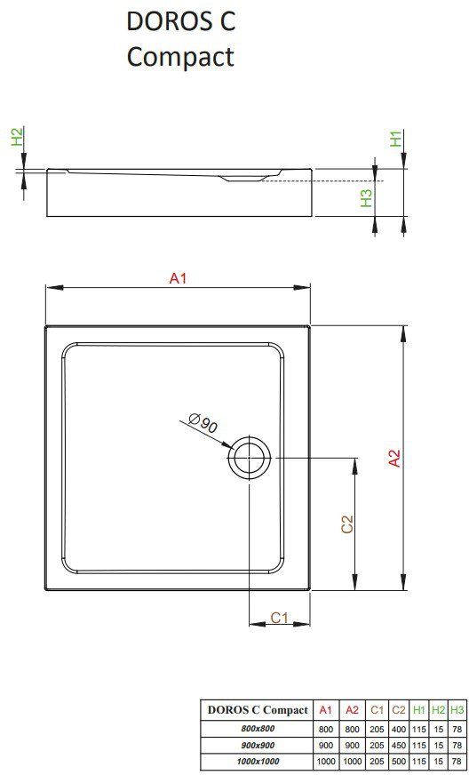 Душевой поддон Radaway Doros C Compact 100x100
