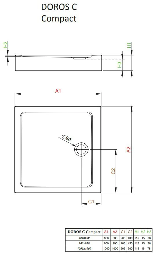 Душевой поддон Radaway Doros C Compact 100x100